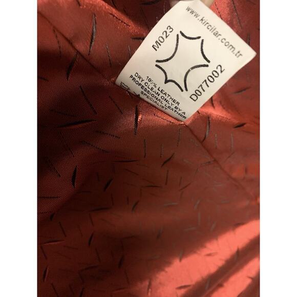 Vintage Black Leather Long Woman’s Jacket Red Lining Kircilar Lg Preppy Princes - Picture 8 of 8